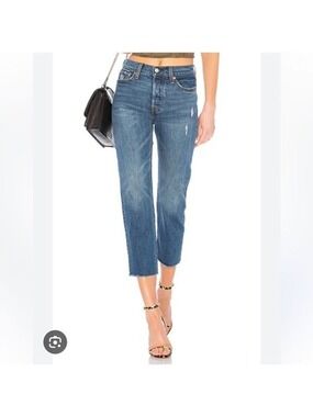 Levis Wedgie Straight Jeans in Lasting Impression Raw Hem Sz 25